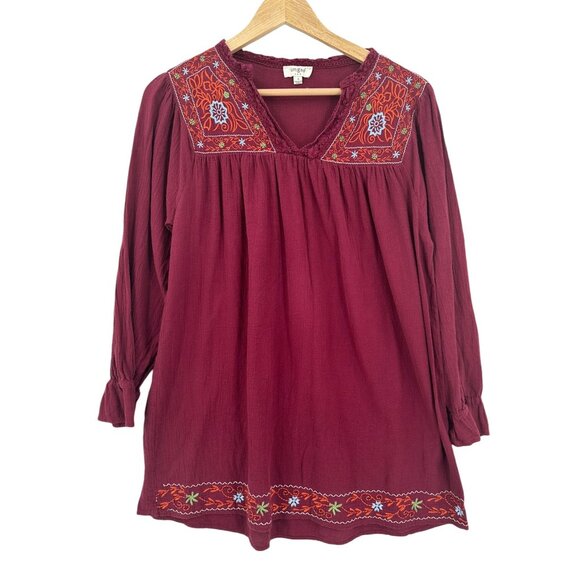 Umgee Peasant Top Blouse Womens‎ Size Small Boho Hippie Embroidered Romantic - Picture 1 of 9